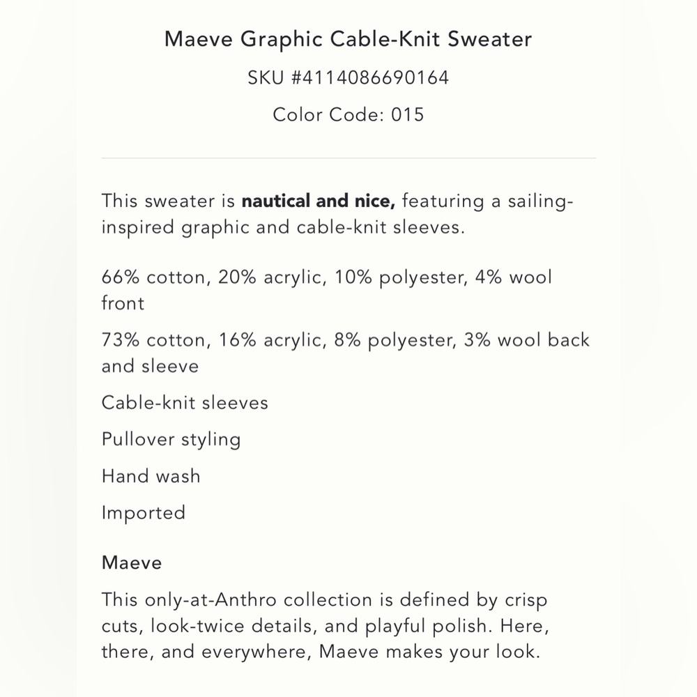 NWT Maeve Graphic Cable-Knit Sweater with Nautical Charm Nantucket New England - Picture 10 of 12